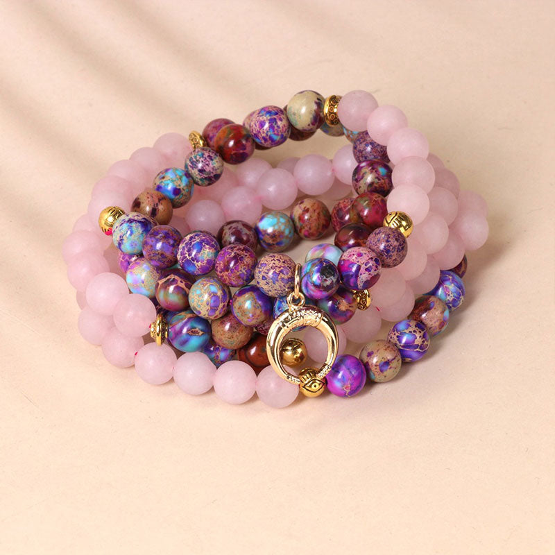Buddha Stones 108 Perlen Miano echtes rosa Kristall-Mala-Heilarmband - image 0