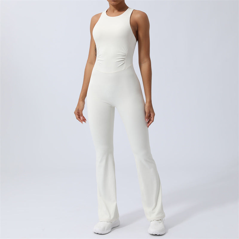 Buddha Stones Workout Crisscross Ärmelloser Flare-Overall für Damen, Sport, Fitness, Yoga, Bodysuit - Weiß - US8-10， UK/AU12-14，EU40-42 (XL) - image 10