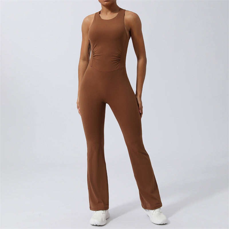 Buddha Stones Workout Crisscross Ärmelloser Flare-Overall für Damen, Sport, Fitness, Yoga, Bodysuit - image 1