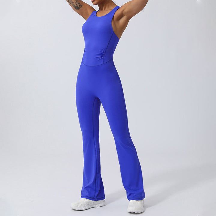 Buddha Stones Workout Crisscross Ärmelloser Flare-Overall für Damen, Sport, Fitness, Yoga, Bodysuit