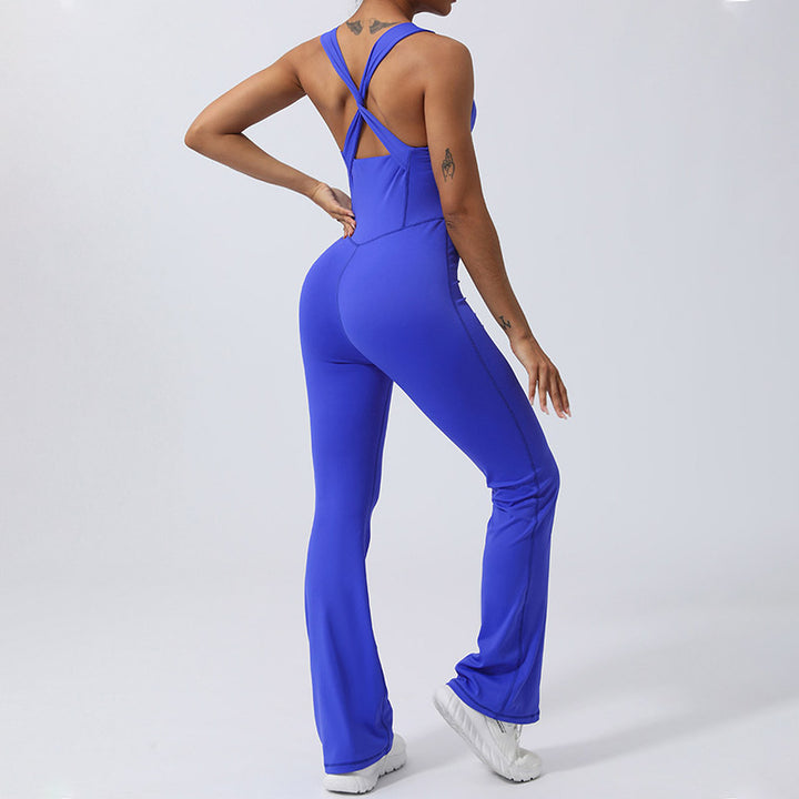 Buddha Stones Workout Crisscross Ärmelloser Flare-Overall für Damen, Sport, Fitness, Yoga, Bodysuit - image 17