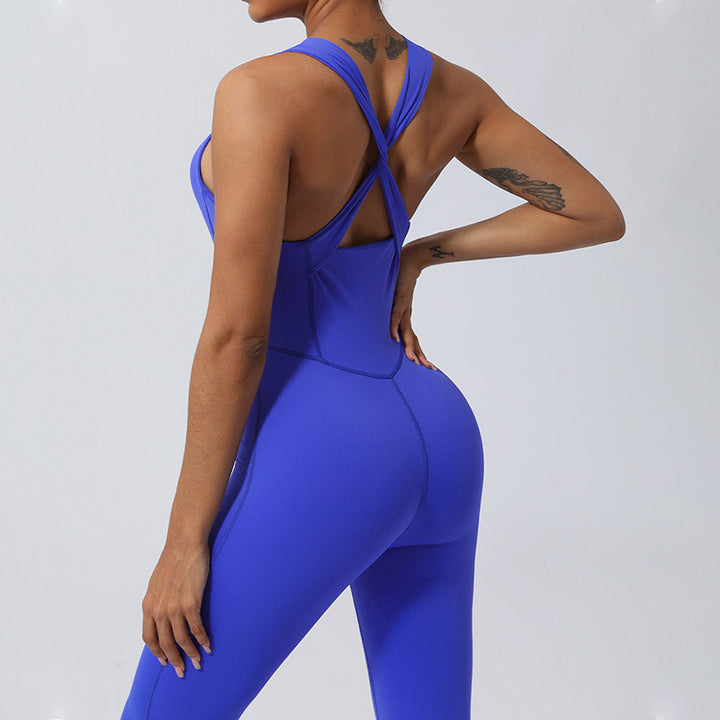 Buddha Stones Workout Crisscross Ärmelloser Flare-Overall für Damen, Sport, Fitness, Yoga, Bodysuit - image 19