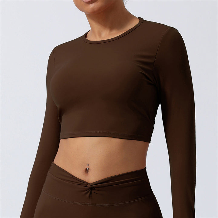 Buddha Stones Workout, langärmlig, kreuz und quer, rückenfreies Oberteil, T-Shirt, Leggings, Sport, Fitness, Yoga, Outfit - Spitze - Braun - US 8-10, UK/AU 12-14, EU 40-42 (XL) - image 23