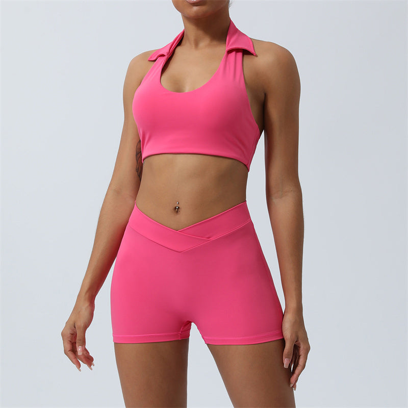 Buddha Stones Trainingsset, ärmellos, rückenfrei, Shorts, ausgestellte Hosen, Sport, Fitness, Yoga, Outfit, 2 Stück - Rosa - 2 Stück (Oberteil und Shorts) - US8-10， UK/AU12-14，EU40-42 (XL)  - image 11