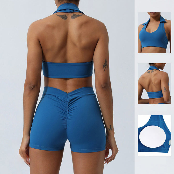 Buddha Stones Trainingsset, ärmellos, rückenfrei, Shorts, ausgestellte Hosen, Sport, Fitness, Yoga, Outfit, 2 Stück - image 3