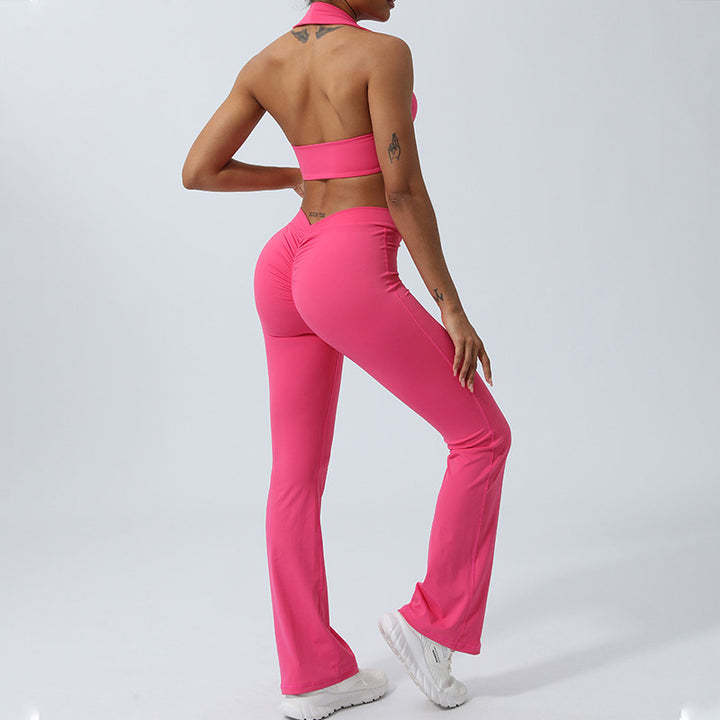 Buddha Stones Trainingsset, ärmellos, rückenfrei, Shorts, ausgestellte Hosen, Sport, Fitness, Yoga, Outfit, 2 Stück - image 24