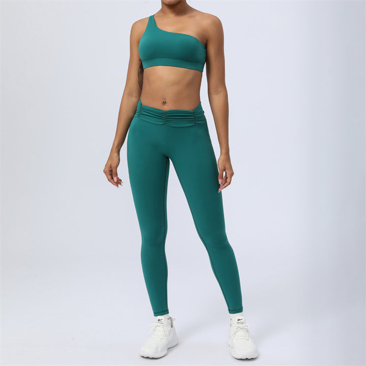 Buddha Stones 2-teiliges rückenfreies, asymmetrisches Design, Oberteil, BH-Shorts, Leggings, Hosen, Fitness-Yoga-Outfit-Set - Grün - 2 Stück (Oberteil und Hose) - US12， UK/AU16，EU44 (2XL) - image 4
