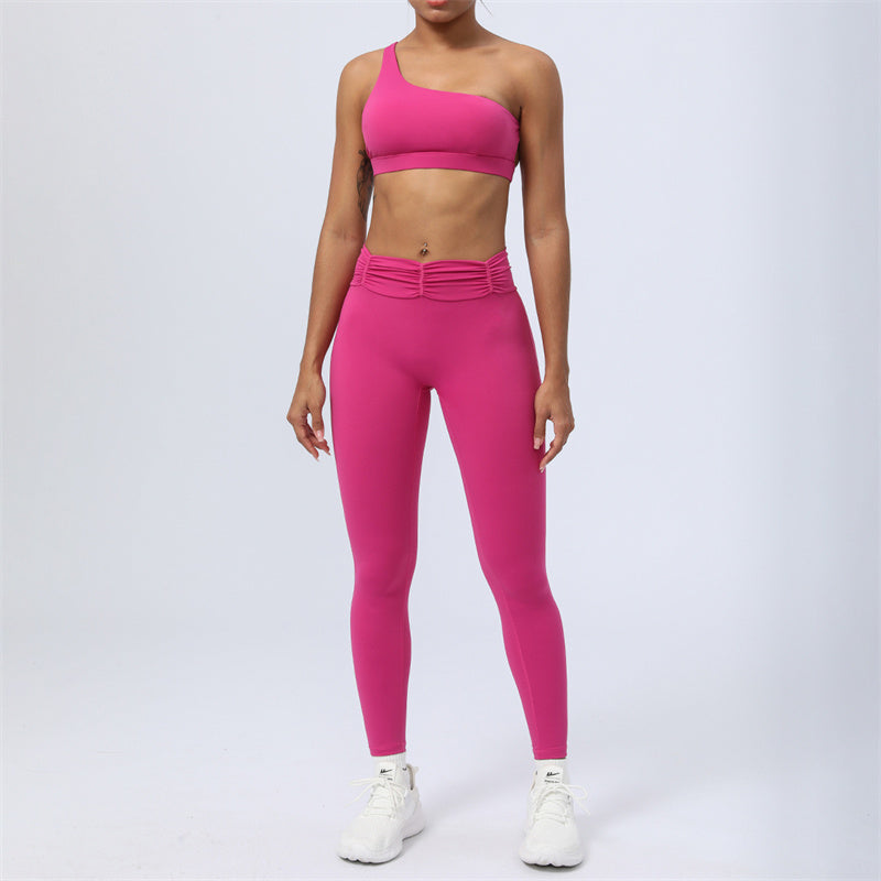 Buddha Stones 2-teiliges rückenfreies, asymmetrisches Design, Oberteil, BH-Shorts, Leggings, Hosen, Fitness-Yoga-Outfit-Set - Rosenrot - 2 Stück (Oberteil und Hose) - US12， UK/AU16，EU44 (2XL) - image 22