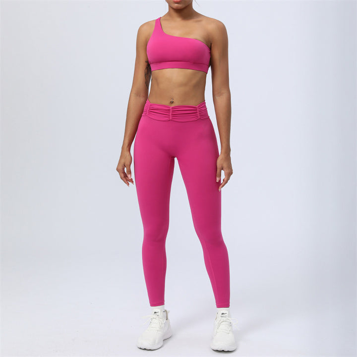 Buddha Stones 2-teiliges rückenfreies, asymmetrisches Design, Oberteil, BH-Shorts, Leggings, Hosen, Fitness-Yoga-Outfit-Set - Rosenrot - 2 Stück (Oberteil und Hose) - US12， UK/AU16，EU44 (2XL) - image 22