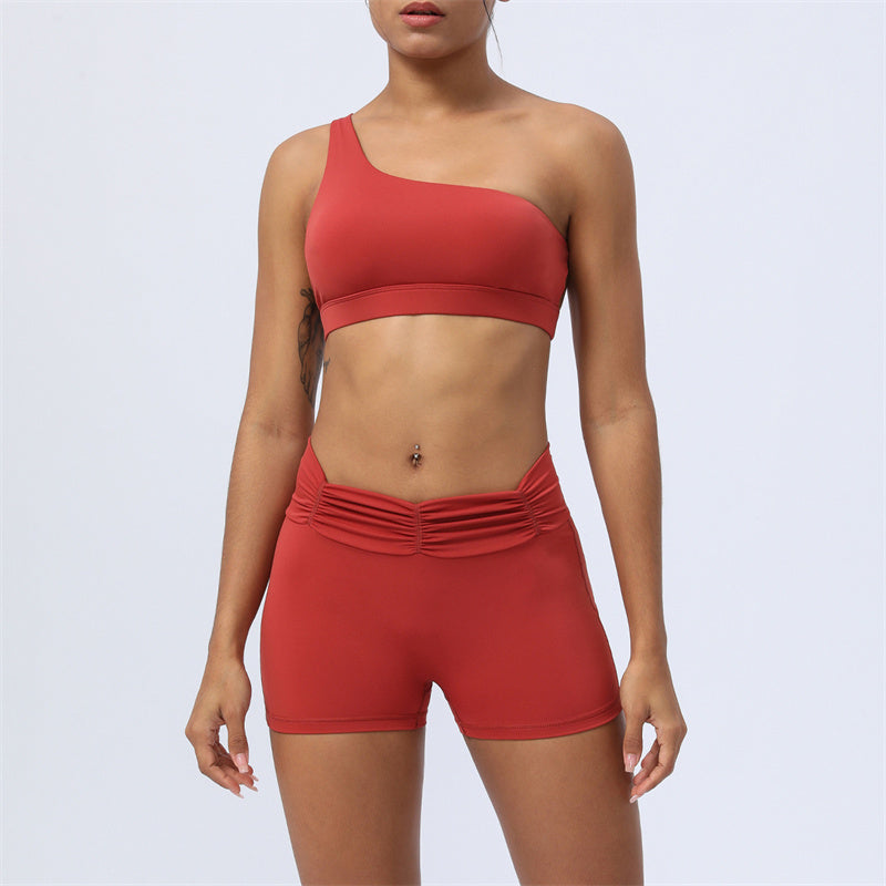 Buddha Stones 2-teiliges rückenfreies, asymmetrisches Design, Oberteil, BH-Shorts, Leggings, Hosen, Fitness-Yoga-Outfit-Set - Rot - 2 Stück (Oberteil und Shorts) - US12， UK/AU16，EU44 (2XL) - image 7