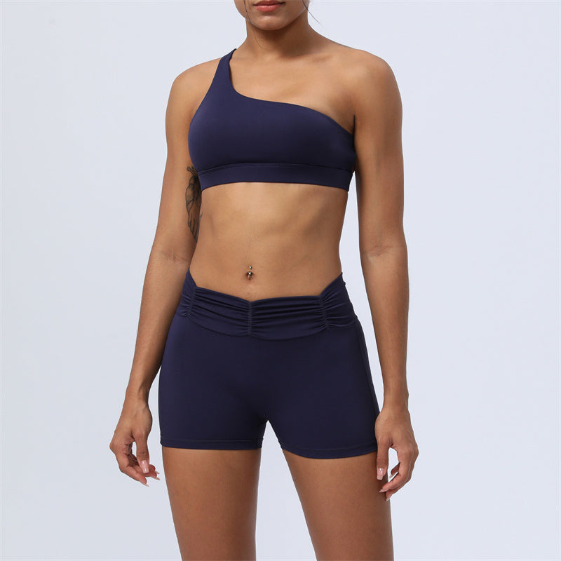 Buddha Stones 2-teiliges rückenfreies, asymmetrisches Design, Oberteil, BH-Shorts, Leggings, Hosen, Fitness-Yoga-Outfit-Set - Blau - 2 Stück (Oberteil und Shorts) - US12， UK/AU16，EU44 (2XL) - image 25