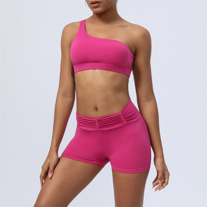 Buddha Stones 2-teiliges rückenfreies, asymmetrisches Design, Oberteil, BH-Shorts, Leggings, Hosen, Fitness-Yoga-Outfit-Set - Rosenrot - 2 Stück (Oberteil und Shorts) - US12， UK/AU16，EU44 (2XL) - image 18