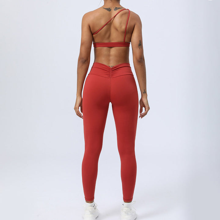 Buddha Stones 2-teiliges rückenfreies, asymmetrisches Design, Oberteil, BH-Shorts, Leggings, Hosen, Fitness-Yoga-Outfit-Set - image 12