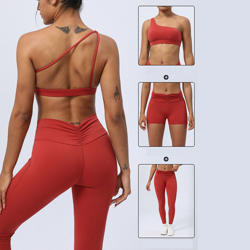 Buddha Stones 2-teiliges rückenfreies, asymmetrisches Design, Oberteil, BH-Shorts, Leggings, Hosen, Fitness-Yoga-Outfit-Set - image 14