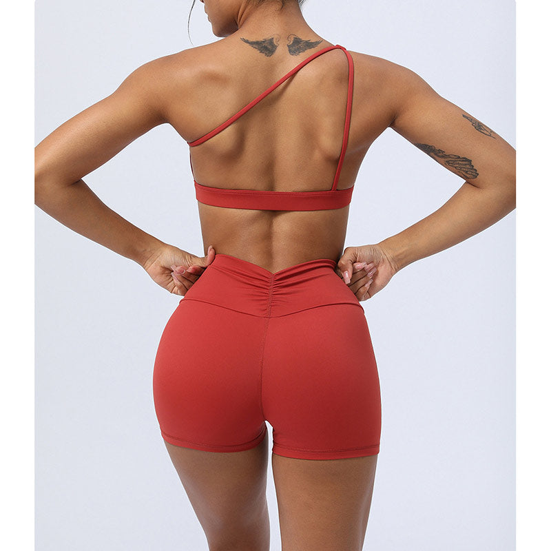 Buddha Stones 2-teiliges rückenfreies, asymmetrisches Design, Oberteil, BH-Shorts, Leggings, Hosen, Fitness-Yoga-Outfit-Set - image 10