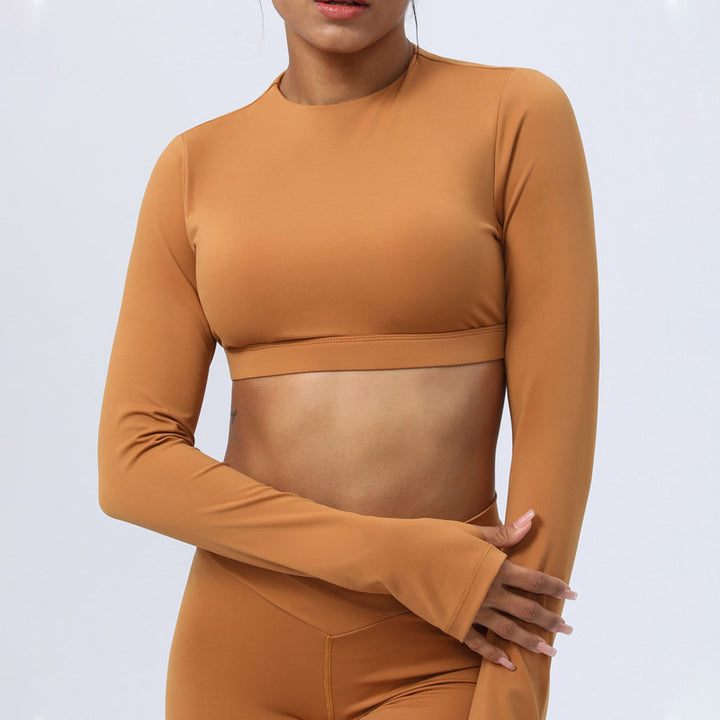 Buddha Stones 2-teiliges, langärmliges, rückenfreies Oberteil, BHs, Leggings, Hosen, Fitness-Yoga-Outfit-Set - image 4