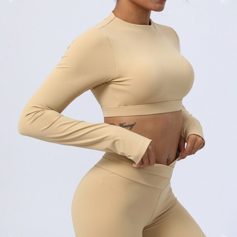 Buddha Stones 2-teiliges, langärmliges, rückenfreies Oberteil, BHs, Leggings, Hosen, Fitness-Yoga-Outfit-Set - image 14