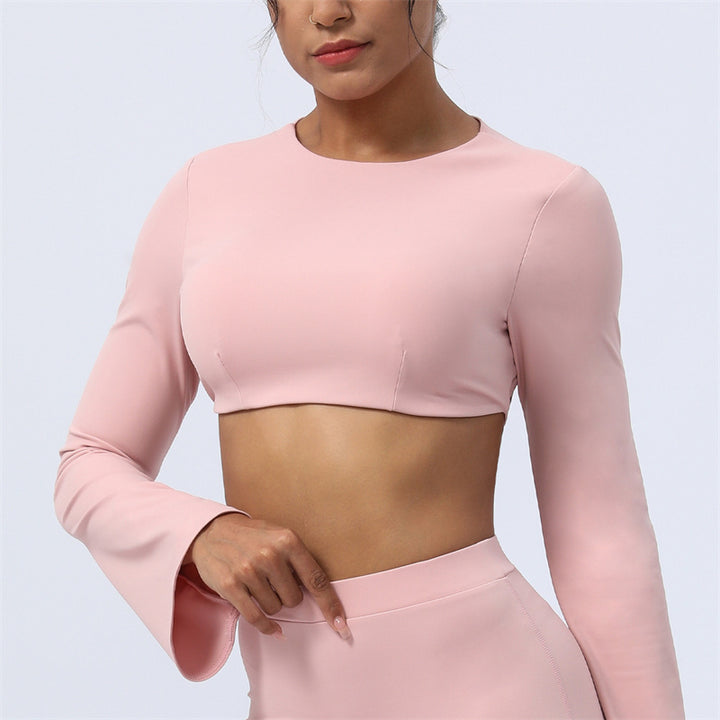 Buddha Stones, langärmliges, rückenfreies Trägeroberteil, BH, Flare-Hose, Fitness-Yoga-Outfit - Rosa - Spitze - US8-10， UK/AU12-14，EU40-42 (XL)  - image 38