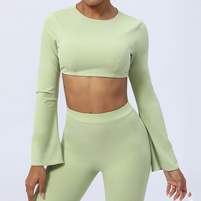 Buddha Stones, langärmliges, rückenfreies Trägeroberteil, BH, Flare-Hose, Fitness-Yoga-Outfit - image 10