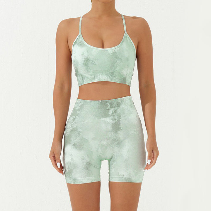 Buddha Stones 2-teiliges, rückenfreies, gekreuztes Trägeroberteil, BH-Shorts, Leggings, Hosen, Fitness-Yoga-Outfit-Set, 2-teiliges Set - Grün - 2 Stück (Oberteil und Shorts) - US8-10， UK/AU12-14，EU40-42 (L) - image 20