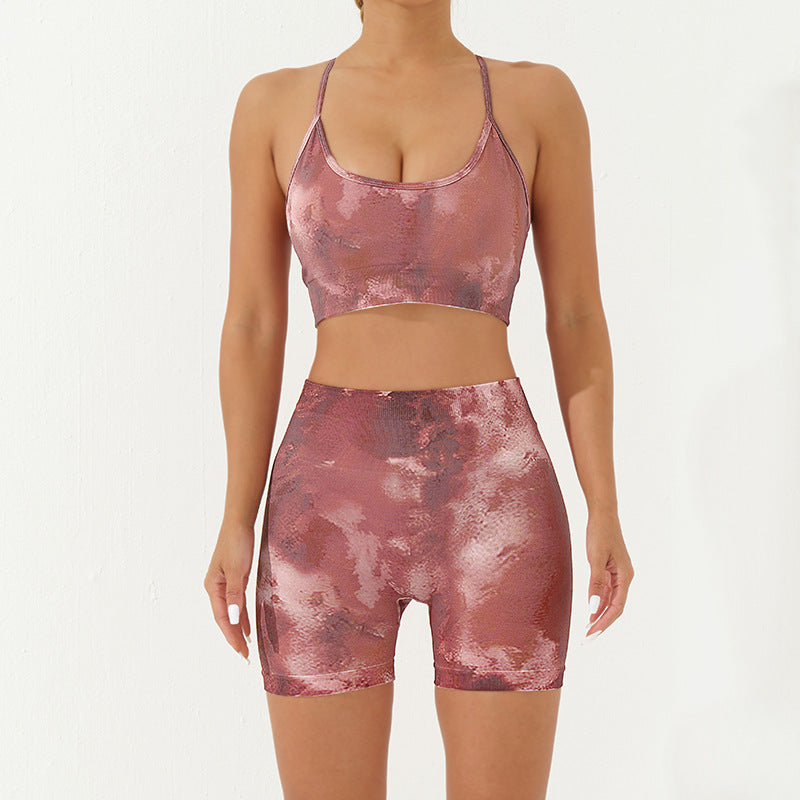 Buddha Stones 2-teiliges, rückenfreies, gekreuztes Trägeroberteil, BH-Shorts, Leggings, Hosen, Fitness-Yoga-Outfit-Set, 2-teiliges Set - Burgund - 2 Stück (Oberteil und Shorts) - US8-10， UK/AU12-14，EU40-42 (L) - image 12