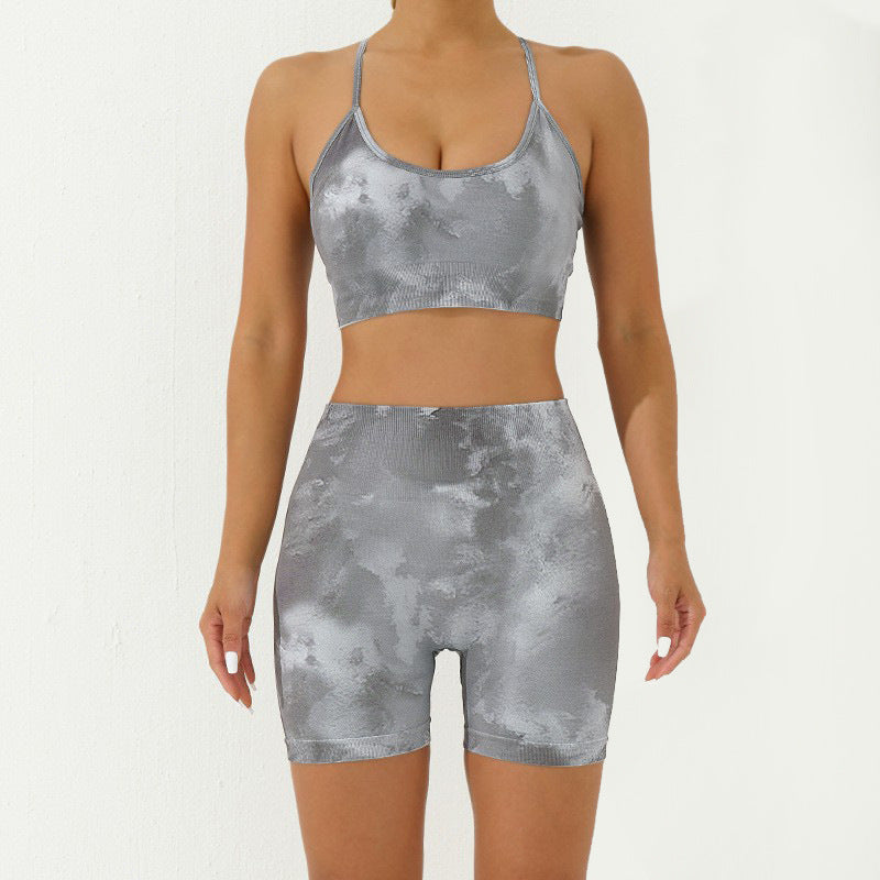 Buddha Stones 2-teiliges, rückenfreies, gekreuztes Trägeroberteil, BH-Shorts, Leggings, Hosen, Fitness-Yoga-Outfit-Set, 2-teiliges Set - Grau - 2 Stück (Oberteil und Shorts) - US8-10， UK/AU12-14，EU40-42 (L) - image 22
