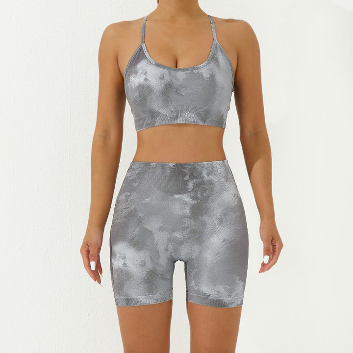 Buddha Stones 2-teiliges, rückenfreies, gekreuztes Trägeroberteil, BH-Shorts, Leggings, Hosen, Fitness-Yoga-Outfit-Set, 2-teiliges Set - Grau - 2 Stück (Oberteil und Shorts) - US8-10， UK/AU12-14，EU40-42 (L) - image 22