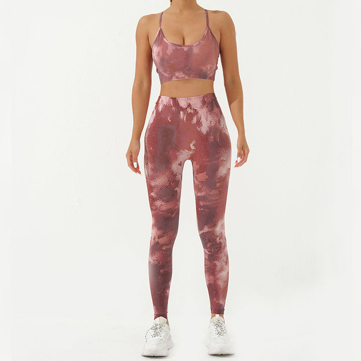 Buddha Stones 2-teiliges, rückenfreies, gekreuztes Trägeroberteil, BH-Shorts, Leggings, Hosen, Fitness-Yoga-Outfit-Set, 2-teiliges Set - Burgund - 2 Stück (Oberteil und Hose) - US8-10， UK/AU12-14，EU40-42 (L) - image 13