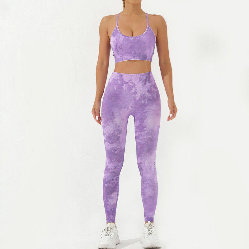 Buddha Stones 2-teiliges, rückenfreies, gekreuztes Trägeroberteil, BH-Shorts, Leggings, Hosen, Fitness-Yoga-Outfit-Set, 2-teiliges Set - Lila - 2 Stück (Oberteil und Hose) - US8-10， UK/AU12-14，EU40-42 (L) - image 25