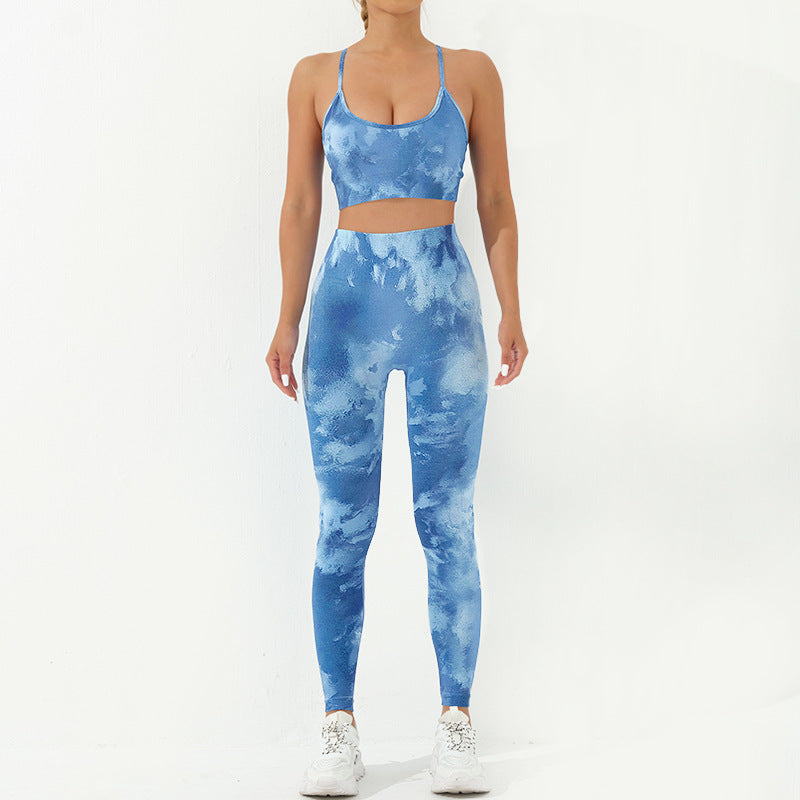 Buddha Stones 2-teiliges, rückenfreies, gekreuztes Trägeroberteil, BH-Shorts, Leggings, Hosen, Fitness-Yoga-Outfit-Set, 2-teiliges Set - Blau - 2 Stück (Oberteil und Hose) - US8-10， UK/AU12-14，EU40-42 (L) - image 18