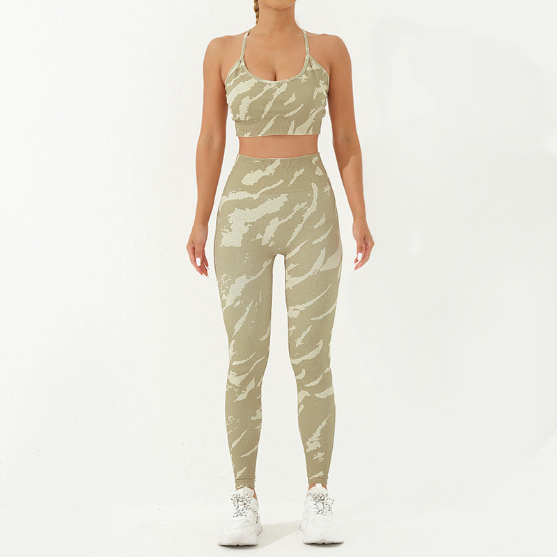 Buddha Stones 2-teiliges, rückenfreies, gekreuztes Trägeroberteil, BH-Shorts, Leggings, Hosen, Fitness-Yoga-Outfit-Set, 2-teiliges Set - Gelbgrün - 2 Stück (Oberteil und Hose) - US8-10， UK/AU12-14，EU40-42 (L) - image 7