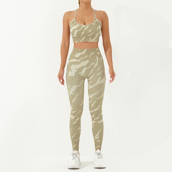 Buddha Stones 2-teiliges, rückenfreies, gekreuztes Trägeroberteil, BH-Shorts, Leggings, Hosen, Fitness-Yoga-Outfit-Set, 2-teiliges Set - Gelbgrün - 2 Stück (Oberteil und Hose) - US8-10， UK/AU12-14，EU40-42 (L) - image 7