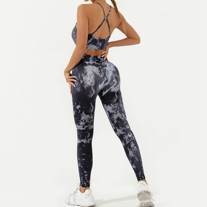 Buddha Stones 2-teiliges, rückenfreies, gekreuztes Trägeroberteil, BH-Shorts, Leggings, Hosen, Fitness-Yoga-Outfit-Set, 2-teiliges Set - Schwarz Grau - 2 Stück (Oberteil und Hose) - US8-10， UK/AU12-14，EU40-42 (L) - image 11