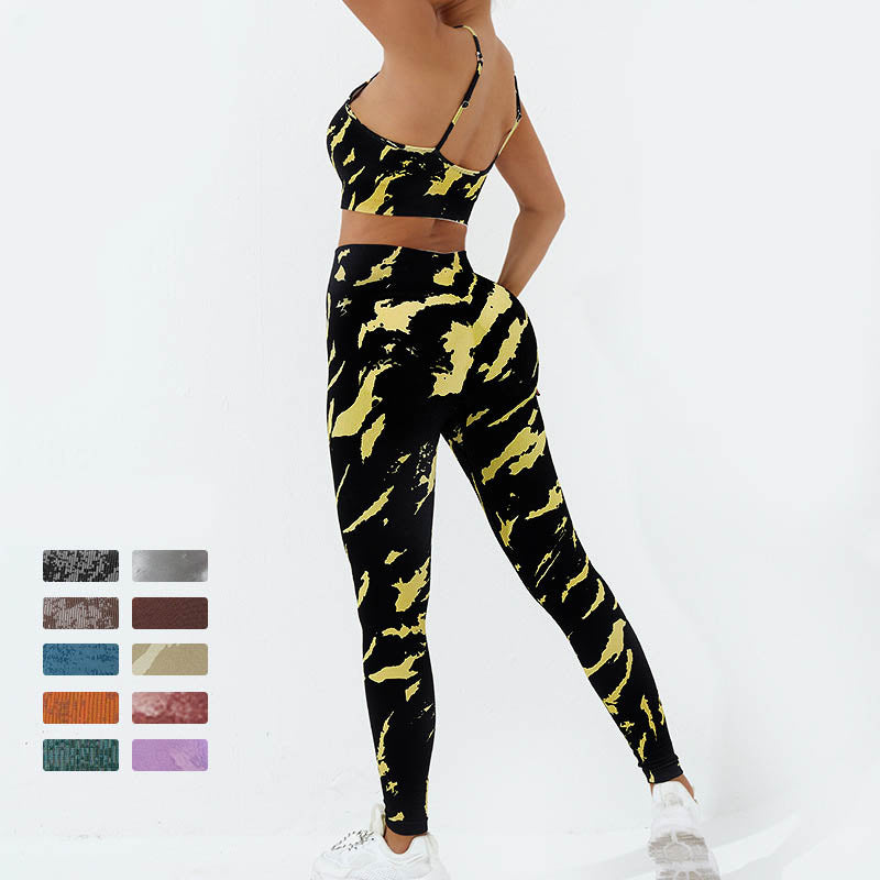 Buddha Stones 2-teiliges, rückenfreies, gekreuztes Trägeroberteil, BH-Shorts, Leggings, Hosen, Fitness-Yoga-Outfit-Set, 2-teiliges Set - image 5