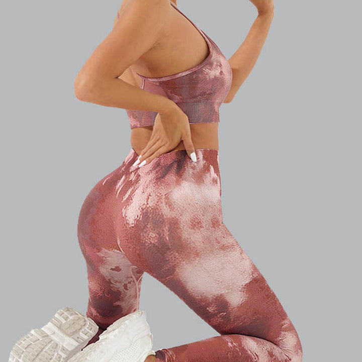 Buddha Stones 2-teiliges, rückenfreies, gekreuztes Trägeroberteil, BH-Shorts, Leggings, Hosen, Fitness-Yoga-Outfit-Set, 2-teiliges Set - image 14