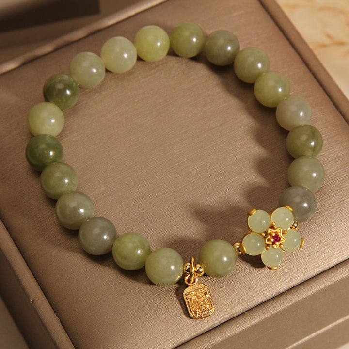 Buddha-Steine, grüne Jade, Blume, Fu-Charm, Glücksarmband - image 11