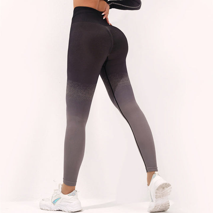 Buddha Stones Farbverlauf Langarm Crop Top T-Shirt BH Leggings Hose Fitness Yoga Outfit - Hose - Schwarz Grau - US4， UK/AU8，EU36 (L) - image 16