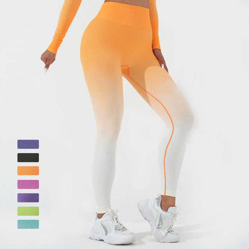 Buddha Stones Farbverlauf Langarm Crop Top T-Shirt BH Leggings Hose Fitness Yoga Outfit - image 24