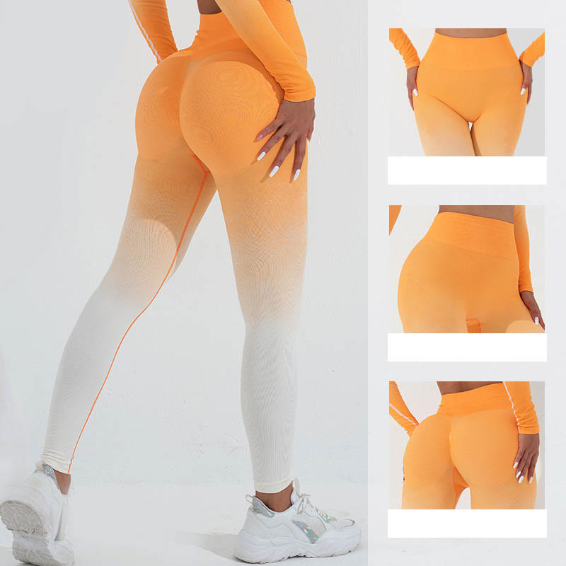 Buddha Stones Farbverlauf Langarm Crop Top T-Shirt BH Leggings Hose Fitness Yoga Outfit - image 23