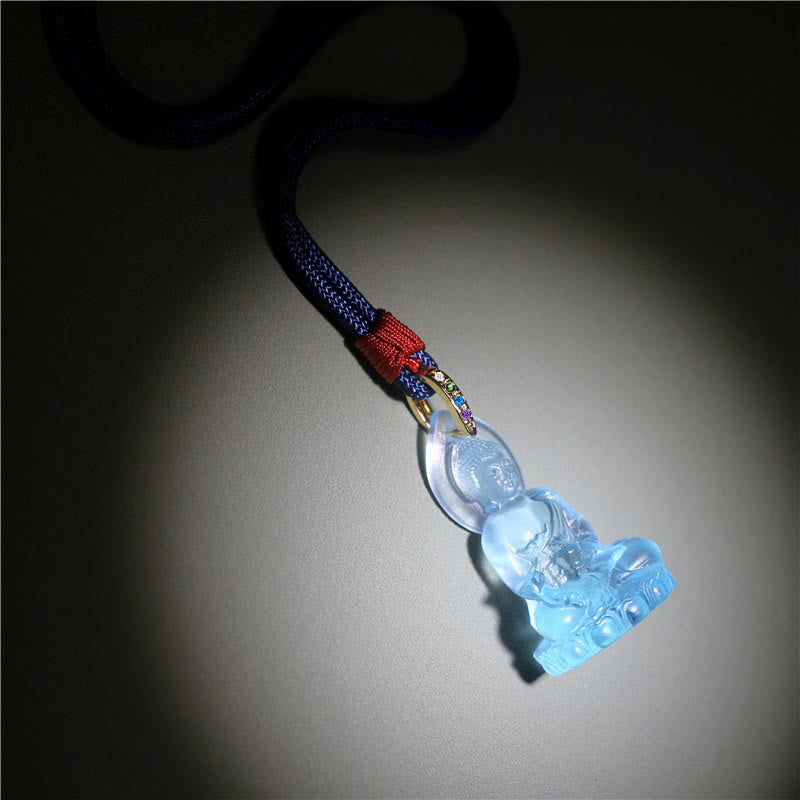 Buddha Stones, blauer Tathagata-Buddha-Medizin-Buddha-Liuli-Kristall, Serenity-Amulett-Halskettenanhänger - image 4