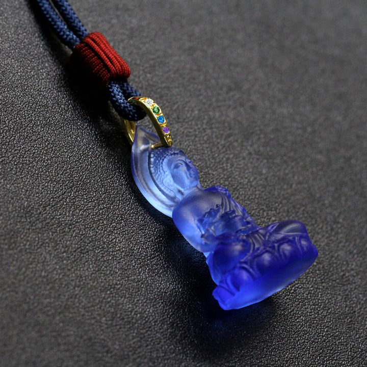 Buddha Stones, blauer Tathagata-Buddha-Medizin-Buddha-Liuli-Kristall, Serenity-Amulett-Halskettenanhänger - image 16