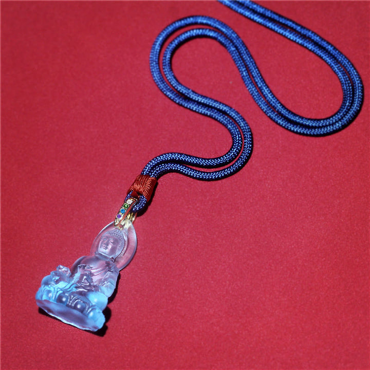 Buddha Stones, blauer Tathagata-Buddha-Medizin-Buddha-Liuli-Kristall, Serenity-Amulett-Halskettenanhänger - image 7