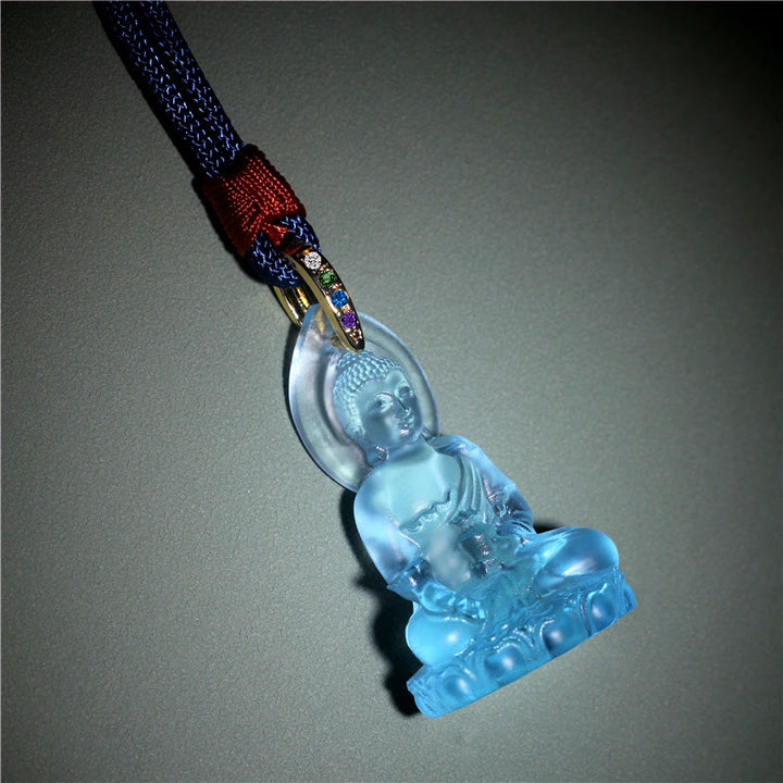 Buddha Stones, blauer Tathagata-Buddha-Medizin-Buddha-Liuli-Kristall, Serenity-Amulett-Halskettenanhänger - image 3