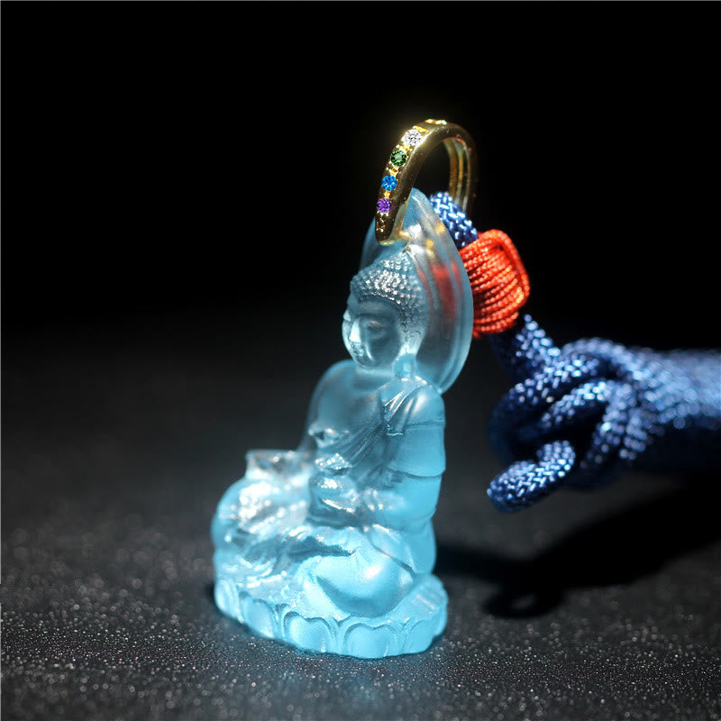 Buddha Stones, blauer Tathagata-Buddha-Medizin-Buddha-Liuli-Kristall, Serenity-Amulett-Halskettenanhänger - image 2