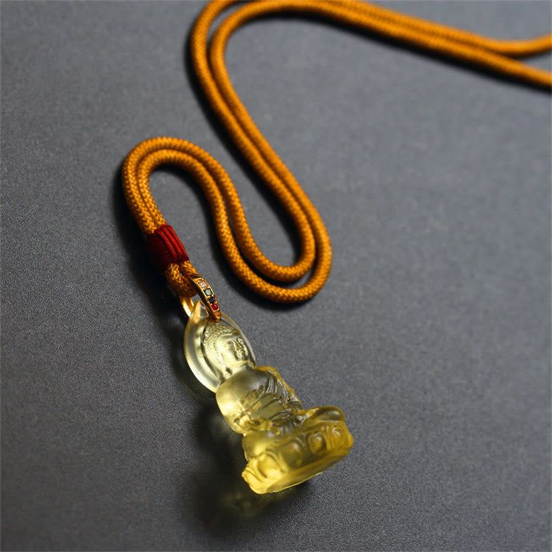 Buddha Stones, blauer Tathagata-Buddha-Medizin-Buddha-Liuli-Kristall, Serenity-Amulett-Halskettenanhänger - Goldener Medizinbuddha - image 22