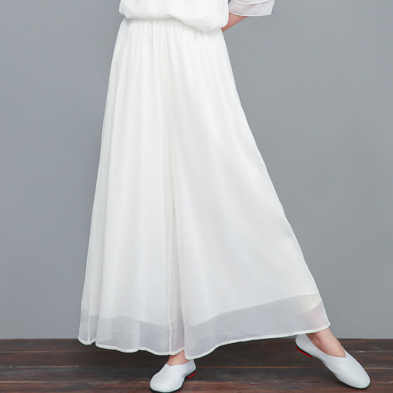 Buddha-Steine, einfaches Muster, Midikleid, weite Hose, Meditation, spirituelle Zen-Praxis, Yoga, Tanzkleidung - Weiß - Weite Hose (nur die Hose) - US 8-10, UK/AU 12-14, EU 40-42 (2XL) - image 9