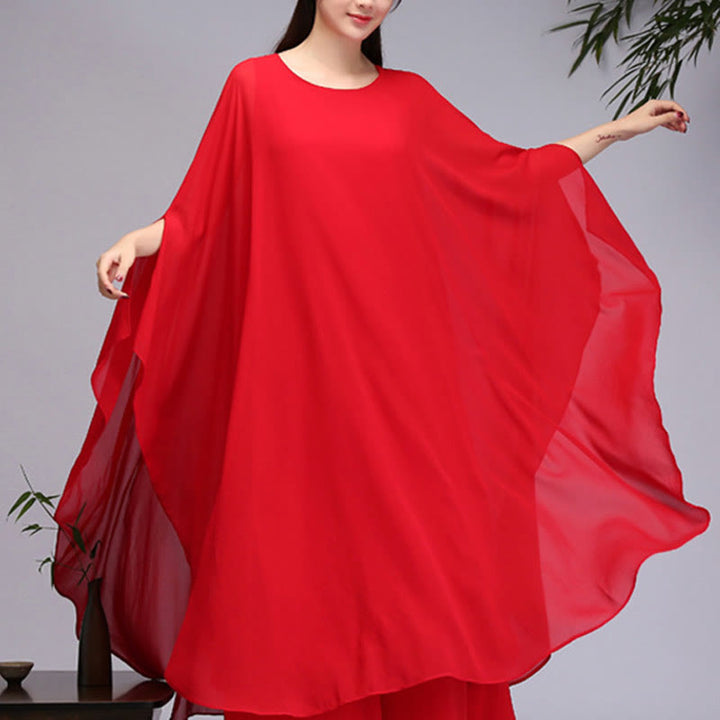 Buddha-Steine, einfaches Muster, Midikleid, weite Hose, Meditation, spirituelle Zen-Praxis, Yoga, Tanzkleidung - Rot - Midikleid (nur Kleid) - US8-10， UK/AU12-14，EU40-42 (2XL) - image 14