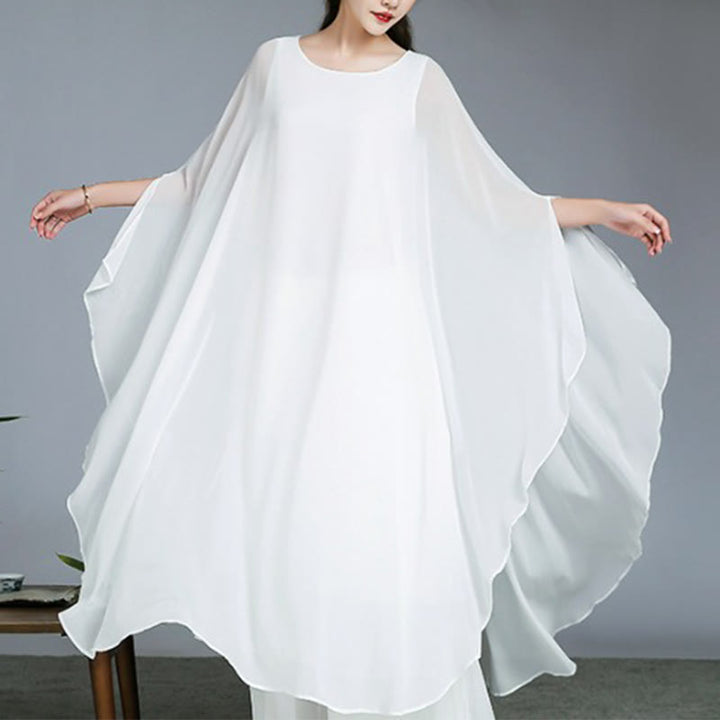 Buddha-Steine, einfaches Muster, Midikleid, weite Hose, Meditation, spirituelle Zen-Praxis, Yoga, Tanzkleidung - Weiß - Midikleid (nur Kleid) - US8-10， UK/AU12-14，EU40-42 (2XL) - image 6