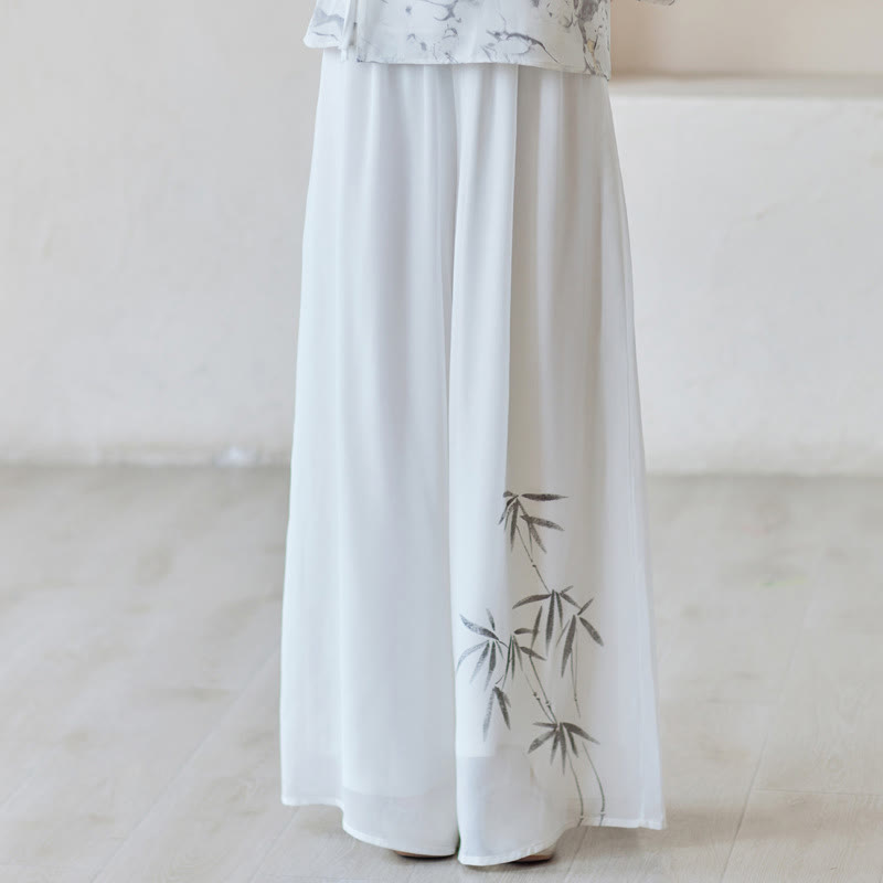 Buddha Stones Bambus Cheongsam Kleid Midikleid Weite Hose Meditation Spirituelle Zen-Praxis Kleidung - Hose mit weitem Bein (nur Hose) - US8-10， UK/AU12-14，EU40-42 (2XL) - image 12