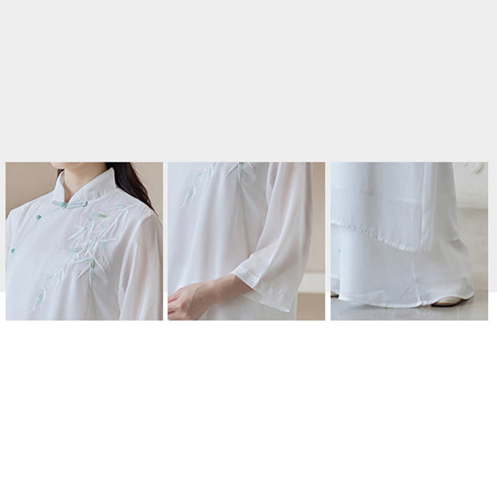 Buddha Stones Bambus Cheongsam Kleid Midikleid Weite Hose Meditation Spirituelle Zen-Praxis Kleidung - image 10